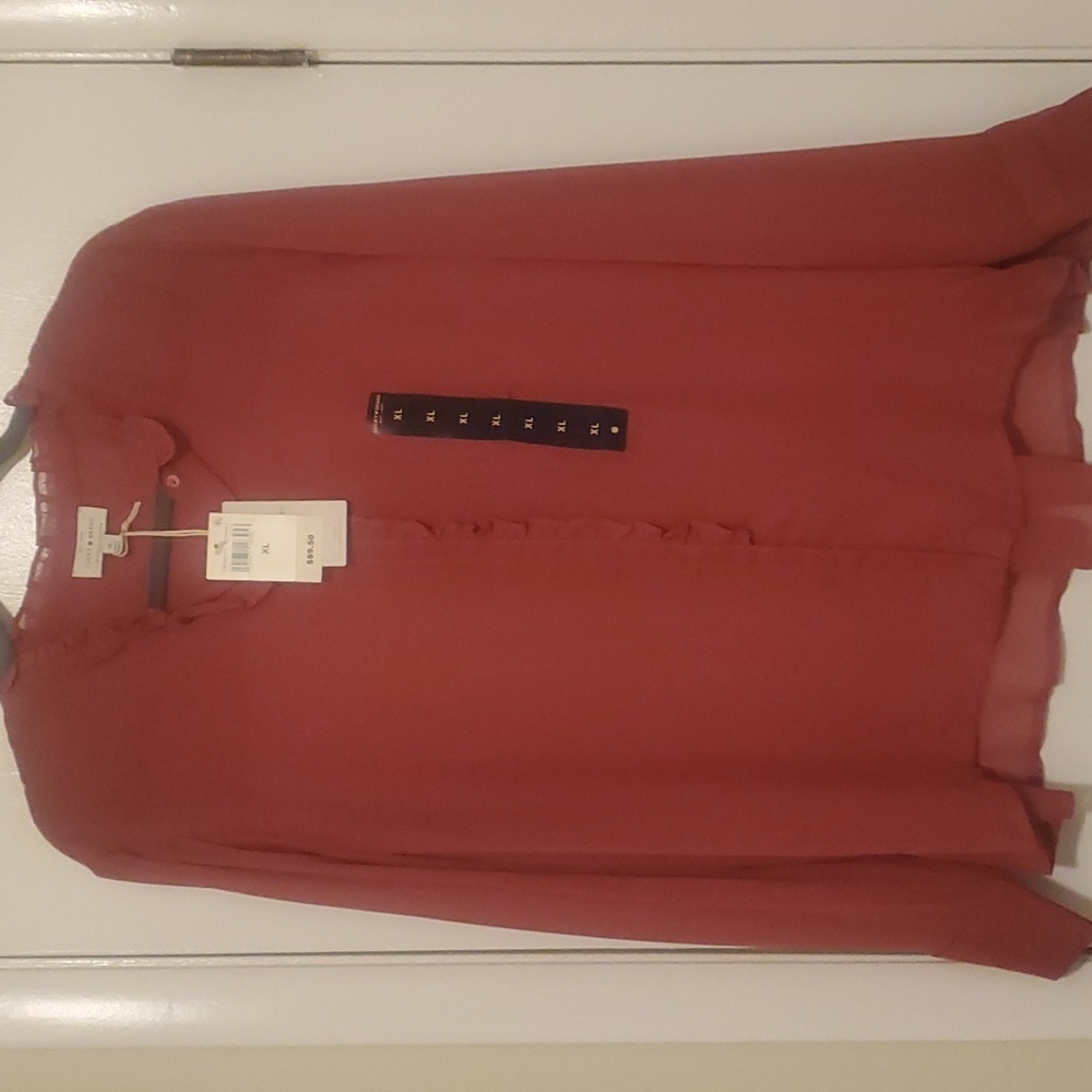 NWT Women's Lucky Brand Sheer Top, Size XL, Mauve Rose Color.